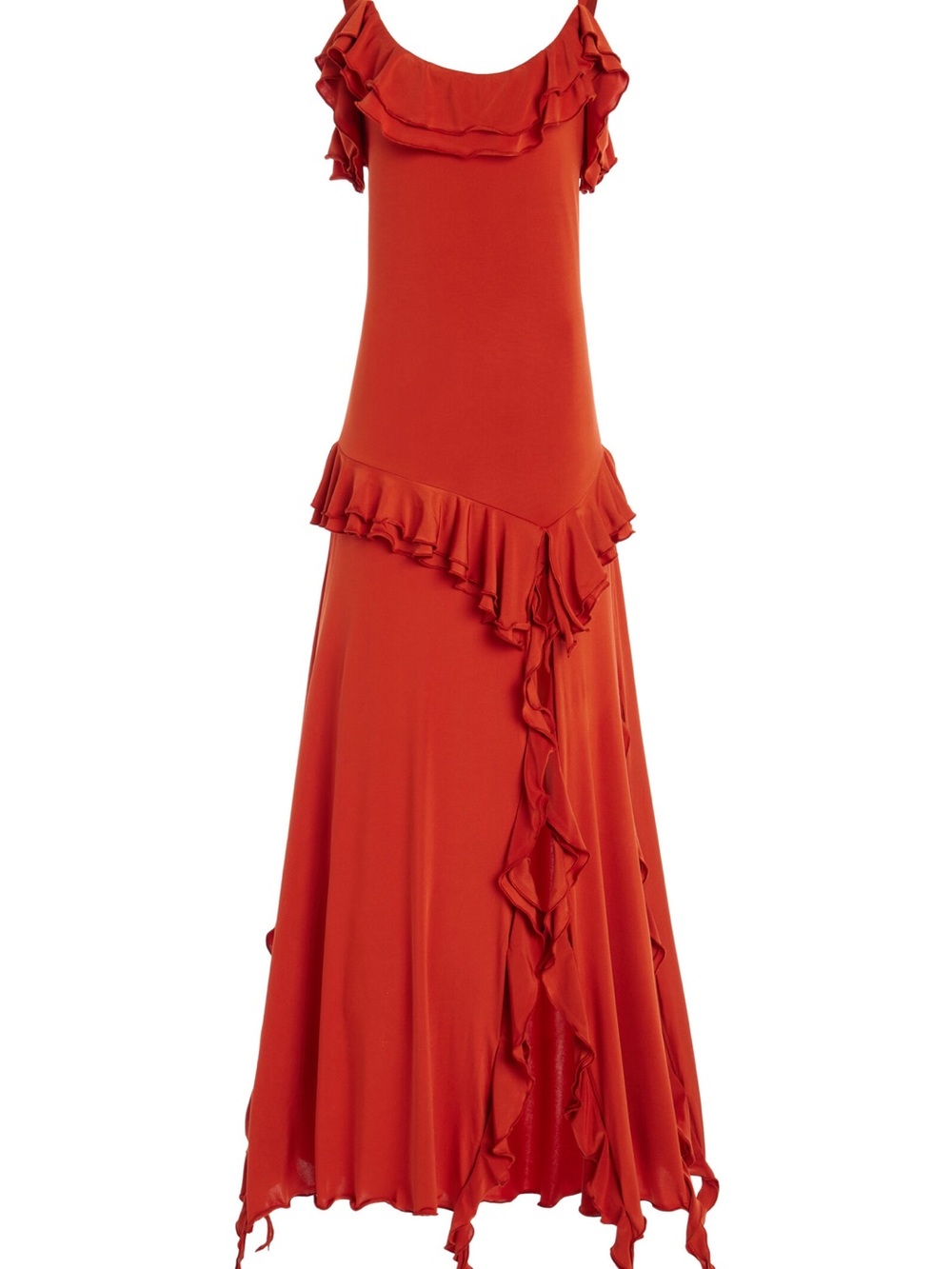 Siedres Chilas Ruffled Red Maxi Dress